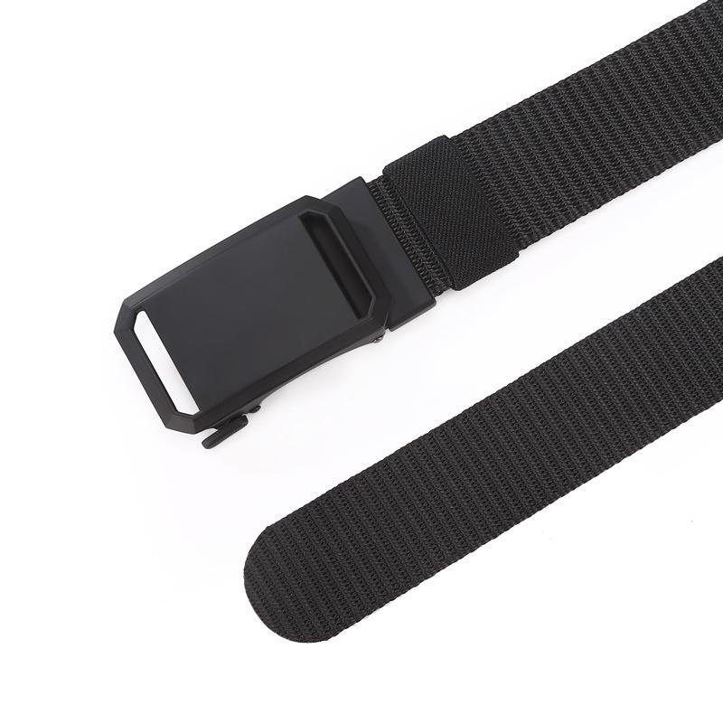 Unisex Nylon Tactical Belt with Alloy Buckle and Braided Leather Detail