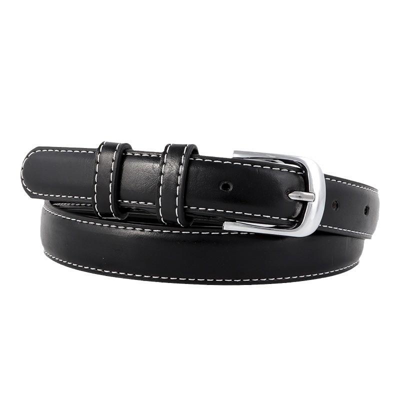 Pu Ladies Leather Belt With Metal Pin Fastener For Office And Daily Outfits