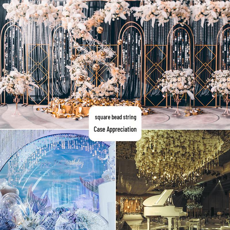 Round Wedding Mirror Sequin Bead Curtain for Ceiling or Door Decoration