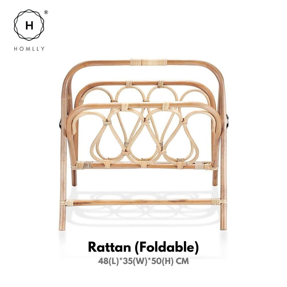 

Homlly Rattan Newspaper Magazine Foldable Floor Shelf Organiser Rack Rattan (Foldable)
