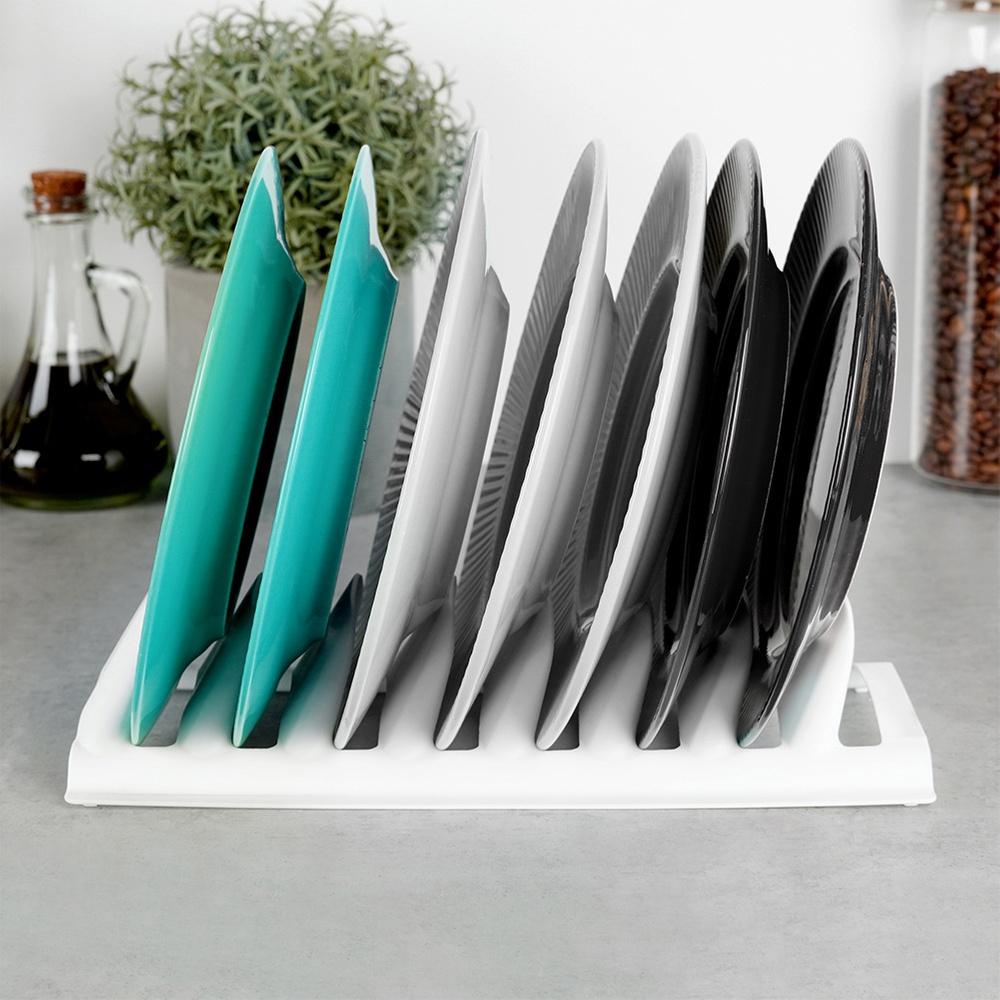 Stojak na Pokrywki Talerze Organizer Kuchenny do Szuflady Szafki Biały