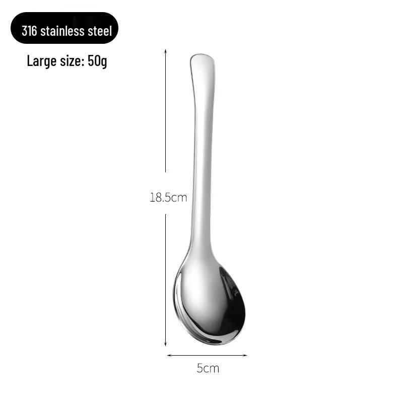 316 Stainless Steel Children's Deepened Round Spoon - Ideal for Soup, Eating, and Dessert.
