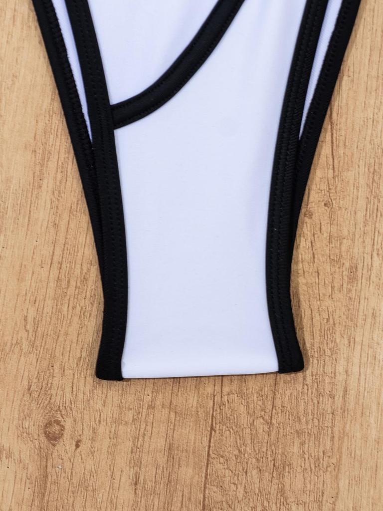 2025 European & American Color Block Bikini Dress 3-Piece Set for Seaside Vacation