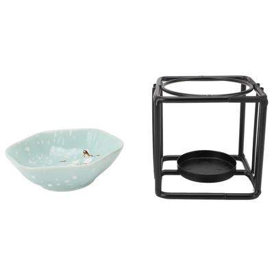 Würfel Eisenkunst Aromatherapie Brenner Set Metall Ätherisches Öl Brenner Keramik Teelichthalter Öl