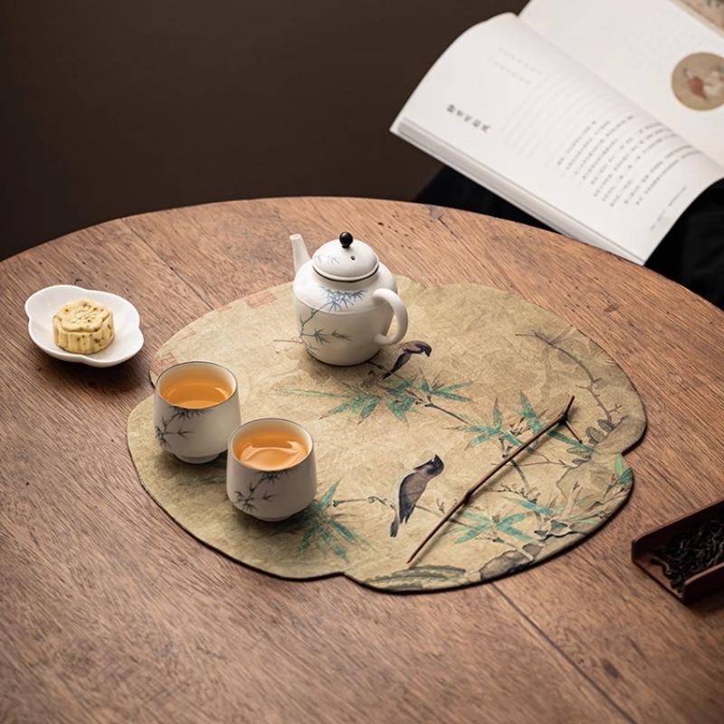Chinese Zen Waterproof and Heat-insulated Tea Party, National Style Double-sided Tea Table Mat, Dry Brewing Tea Table Cloth