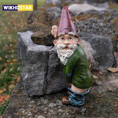 Kreative urinierende Gnome-Statue, Kunstharz, Kunsthandwerk, weißer bärtiger alter Mann, Zwerg-Skulptur, Weihnachtsgarten-Innenhof-Dekoration