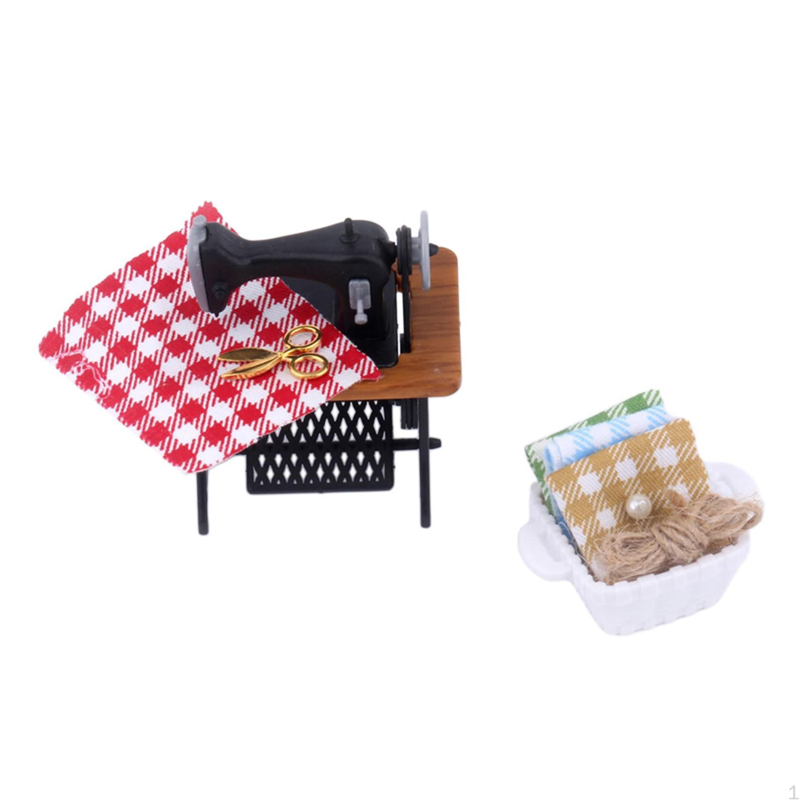 

Dollhouse Miniature Sewing Machine Kids Gift 1:12 Accessories Retro Decoration Tailor Toy Doll Home