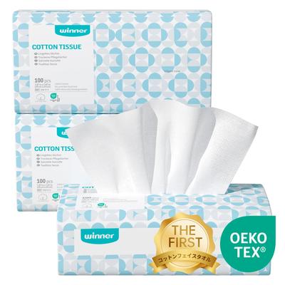 Vinnare Ansikts av Naturliga Engångs Ansikts för Hand Ansikte Smink Känslig 20x20cm Handdukar, OEKO-TEX® Certifierad, 300-pack (3-pack 100), Bomull, Handdukar,