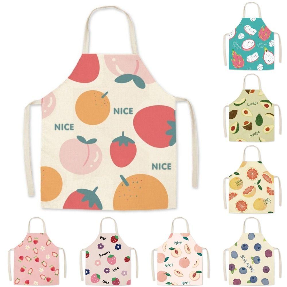 Strawberry Peach Children Apron Fruit Pattern Household Apron New Halter Neck Apron Home Use