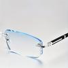 Herrenmode Brille Elegant Randlos Retro Stil PC Rahmen, Trendige Flache Gläser Anti Blaulicht Halbrahmen