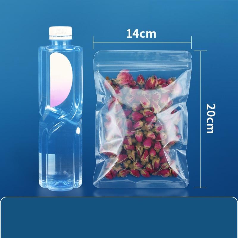 Double Layered 0.14mm Flat Bottom Seal Pocket Transparent Plastic Sealed Bag Suitable for Vegetable Dried Fruit Tea Leisure Fruit Packaging Storage