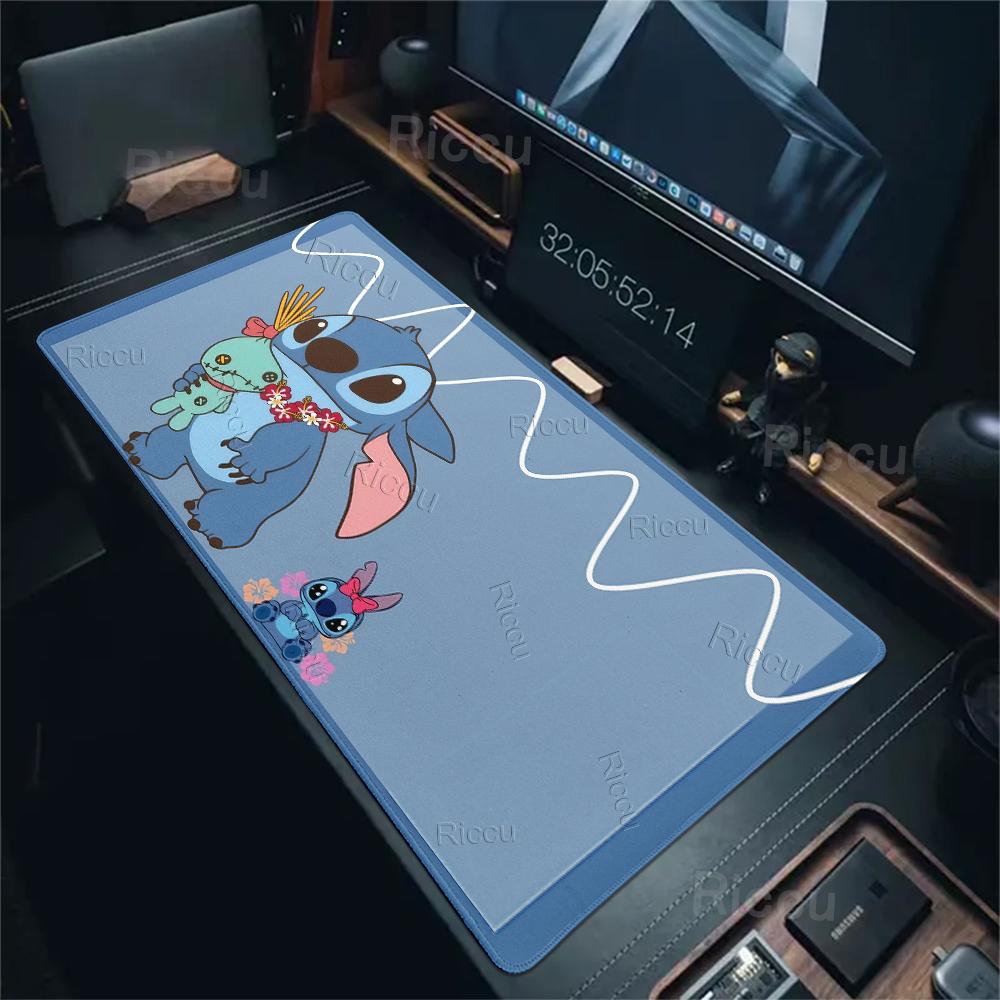 Cute Stitch Aesthetics Anime Mouse Pads XXL Computer Keyboard Carpet Gaming Offices Accessories Non-slip Mat Lockedge Rubber Pad