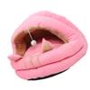 Cat House Ultra Soft Removable Washable Cute Ears Cushioned Hooded Cat Cave Bed for Indoor Pink L