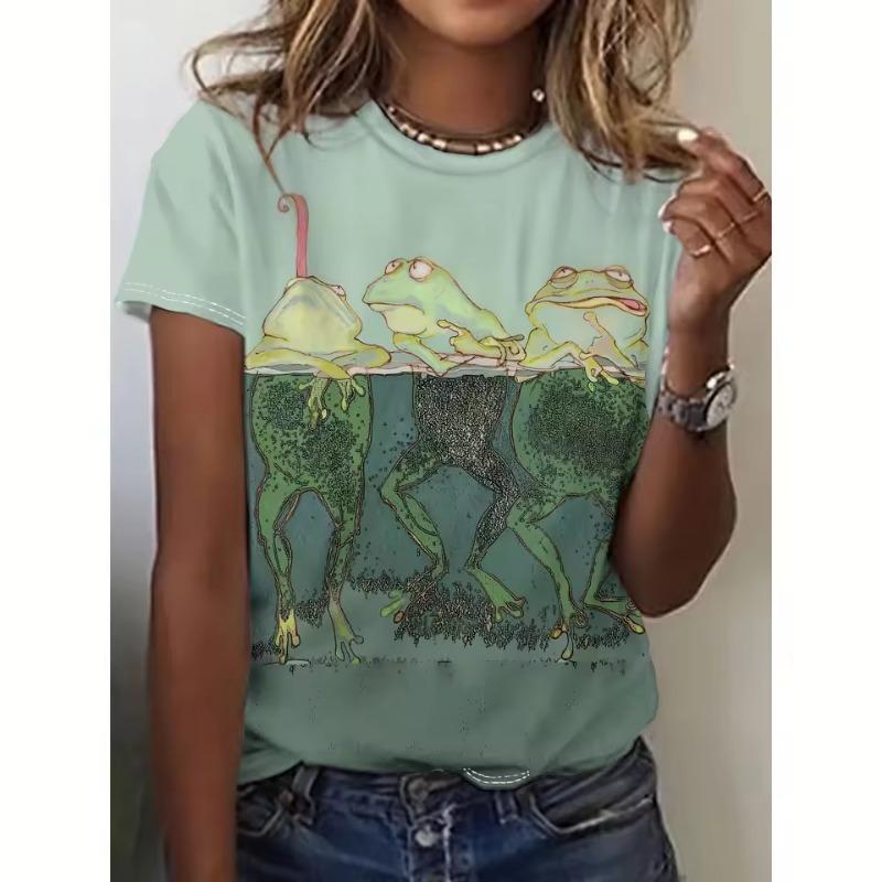 Fashion Female T Shirt Summer Short Sleeve T-Shirts Aniaml Pattern 3D Print Casual O-Neck Pullover Women's Oversized Clothing