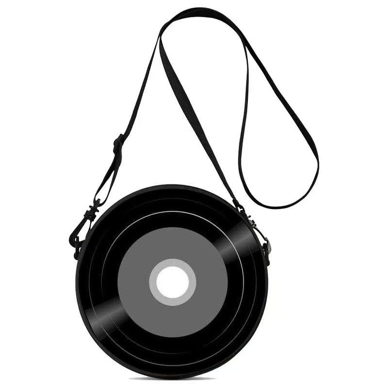 Women'S Personalized Vinyl Record Small Round Bag Can Be Carried And Carried Polyester Multi-Functional Cosmetic Bag Storage Bag