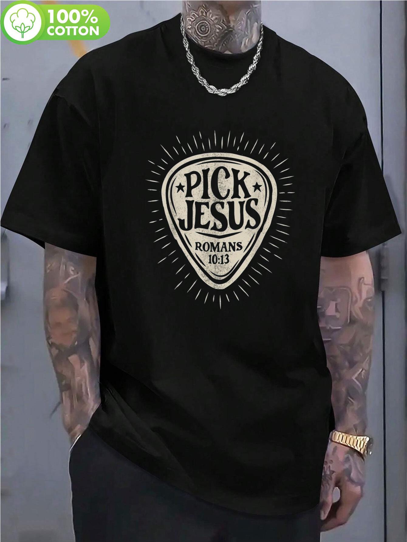 Vintage Christian Graphic T-shirt - PICK JESUS Guitar Pick Design with Romans 10:9 XXXL