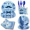 Father'S Day Themed Party Decorations Disposable Paper Plates Paper Cups Tissue Tablecloths Men'S Party Set