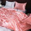 Double-sided four-piece set silky cool solid color three-piece set bed sheet quilt cover summer cool bedding