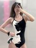 2026 Korean Style Girls' Spaghetti Strap One-Piece Swimsuit Cover-Up