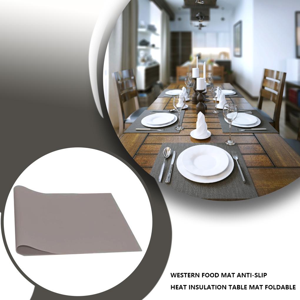 Placemat Portable Foldable Nonslip Heats-insulated Solid Color Household Student Children Place Mat Pad Accessories