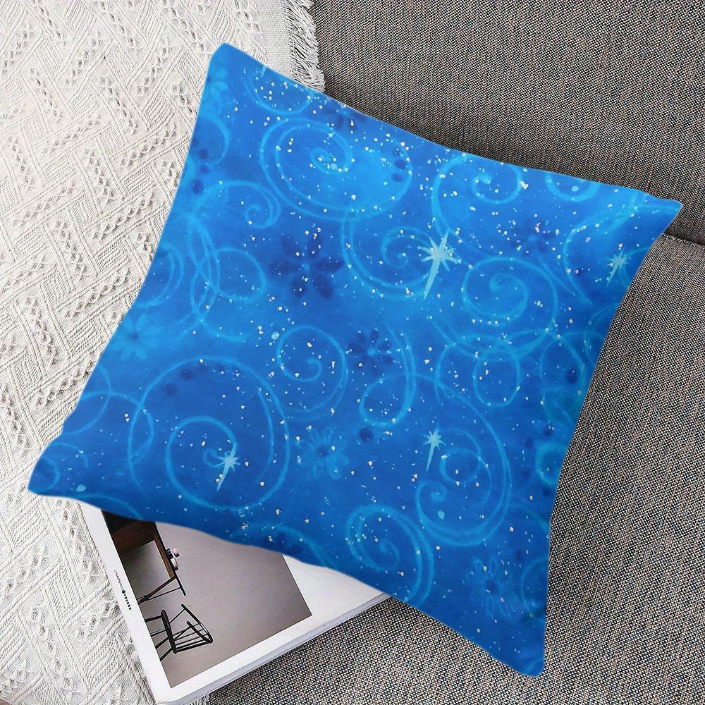Blue Sparkle Swirl square Jacquard Pillow Cover for Sofa Office Waist Cushion Cover Home Decorative Pillowcase