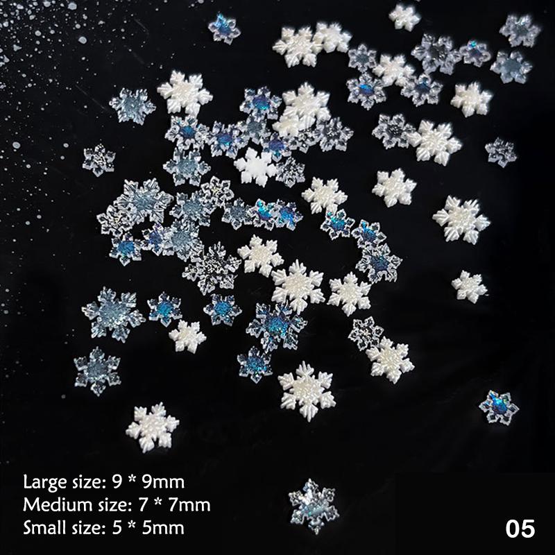 

50pcs Christmas Sparkling White Transparent Snowflake Nail Charms Accessories Glitter Resin Snow Nail Decoration For Manicure