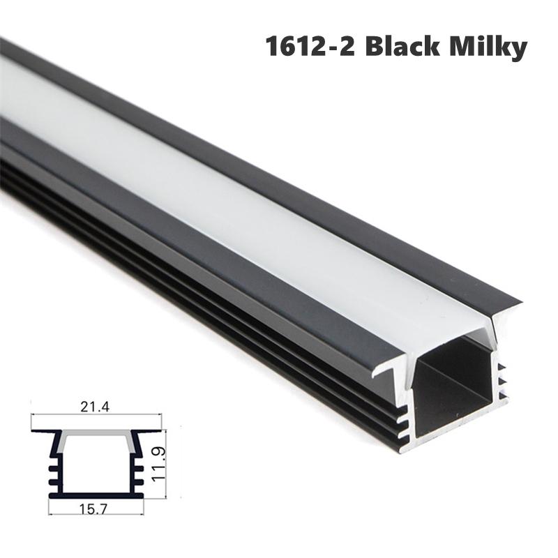 0.5m/1m 1612 LED Aluminum Profile YW Style Recessed Black Silver Channel Indoor Decoration Linear Strip Lights Cabinet Bar Lamp