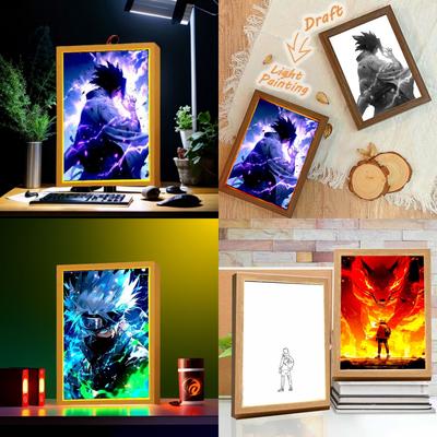 Light Painting Photo Frame Naruto Action Figure Sasuke Gaara Led Night Anime Bedroom Decor Christmas Gift Moon Lamp Poseable Articulated Scale