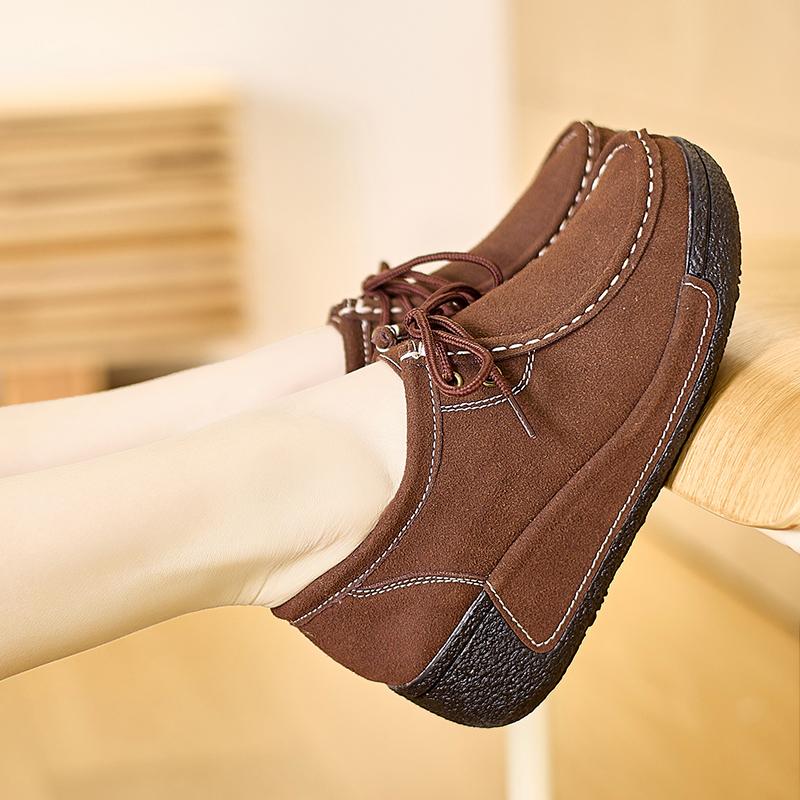 Damskie Mokasyny na Platformie Czarne Buty Codzienne Brązowe Buty Gruba Podeszwa Zwiększające Wzrost Trampki Duży Rozmiar