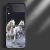 Phone Case For Samsung Galaxy Z Flip3 5g Back Pc Case For Samsung Z Flip Capa Black Shell Hard Fundas Running Horses