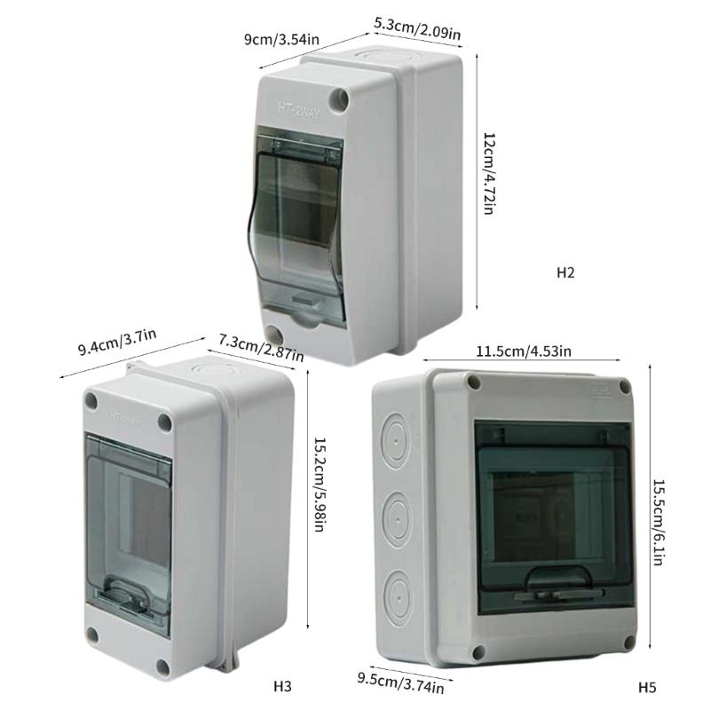 Wall Mount Electrical Distribution Box Outdoor ABS Housing with Clear Hinged Cover & Internal DIN Rail Layout