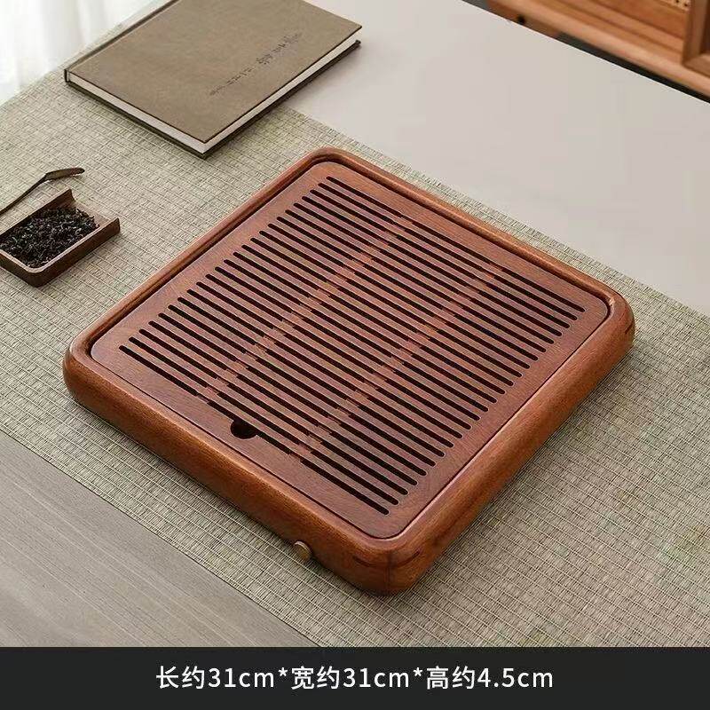 Rosewood Solid Wood Tea Tray for Desk, Office Integrated Water Storage & Drainage Tray, Tabletop Tea Ceremony Drip Plate