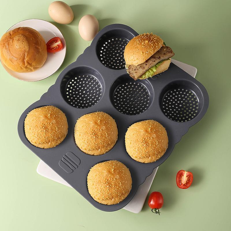 4/6/8 Holes Silicone Hamburger Bun Pan, Non Stick Baking Pan Cake Mold, Kitchen Tools