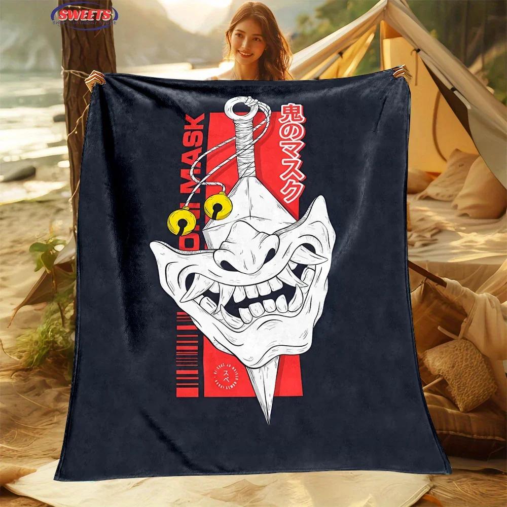 

Классическое японское флисовое одеяло с маской Хання для кровати, спальни, дивана, пикника, теплое пледовое одеяло для укрывания, для отдыха на открытом воздухе, для сна, подарок 30x40in