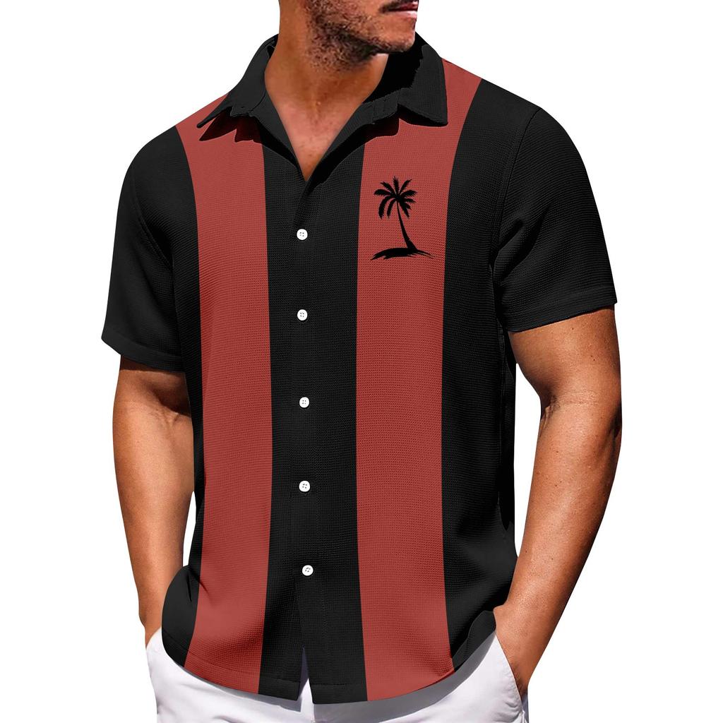 Men's Hawaiian Printed Button Short Sleeve Shirts Men's Casual Fashion Short Sleeve Shirts
