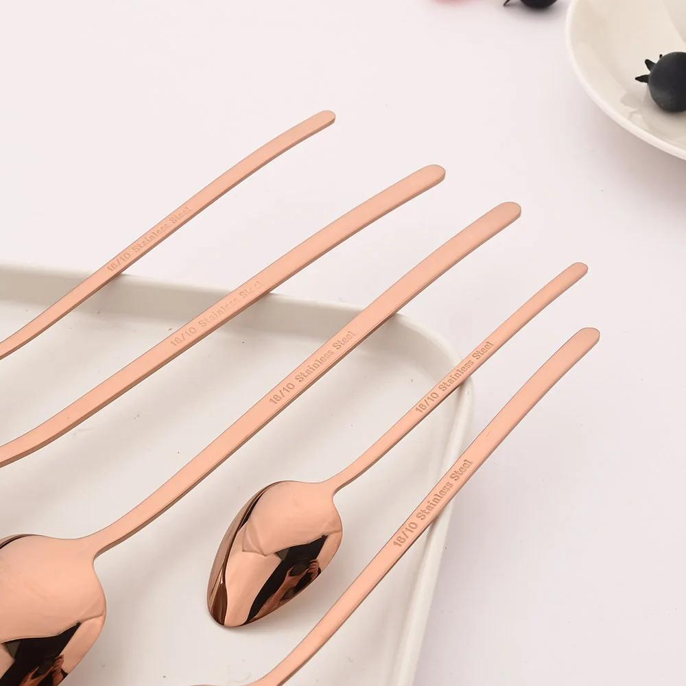 16Pcs Rose Gold Dinnerware Set Knife Fork Coffee Tea Spoon Cutlery Set 18/10 Stainless Steel Tableware Western Kitchen Flatware