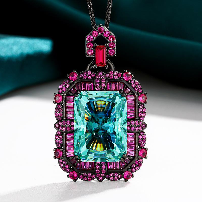 Jewelry Set Redeen Chepala Green Square Diamond Black Gold Set Main Stone 15 * 20