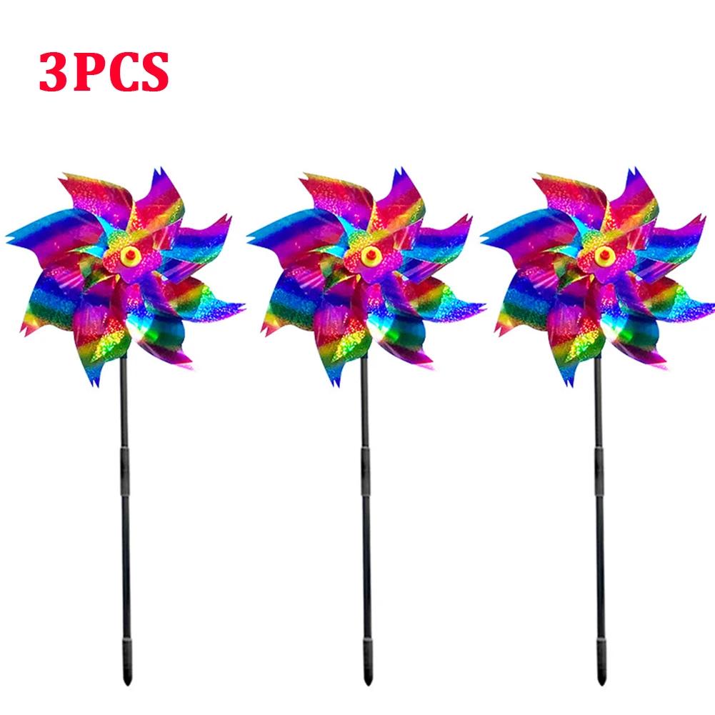 1-3pcs Bird Repeller Windmill Spinner 7/8 Leaves DIY Birds Deterrent Pinwheels for Outdoor Lawn Yard And Garden Home Decorations
