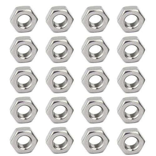 BOJIDO Stainless Steel Hex Lock Nuts, 304 Stainless Steel, M6, 5mm Height, 10mm Width, Pack of 20, DIN934