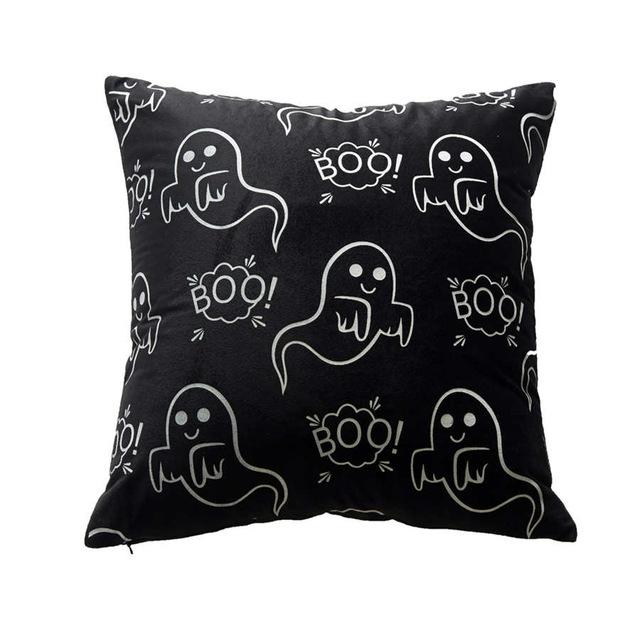 Pumpkin Halloween Polyester Fluorescent Night Light Pillowcase Cushion Home Bedroom Hotel Car Seat Decorative Pillowcase 45x45cm