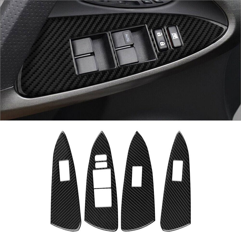 4Pcs Carbon Fiber Interior Window Lift Switch Cover Trim For Toyota RAV4 2006-12