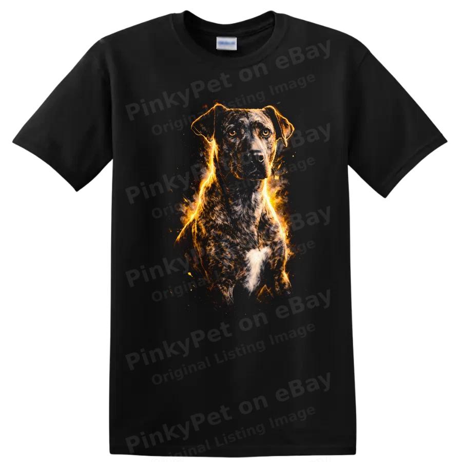 Dog T Shirt Cool Fire Design Brindle Dog Lovers Gift Idea Graphic Tee