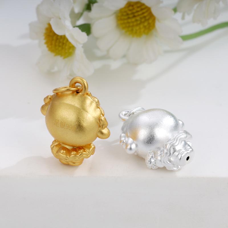 Sterling Silver Bride Little Sheep Bouquet Pendant - Pure Silver Sanrio Jewelry Charm