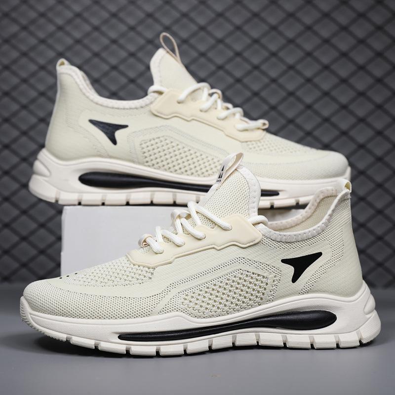 

Men s 2025 Spring Flyknit Breathable Running Shoes - Casual, Mesh, Versatile, Trendy. 43 брудно-білий