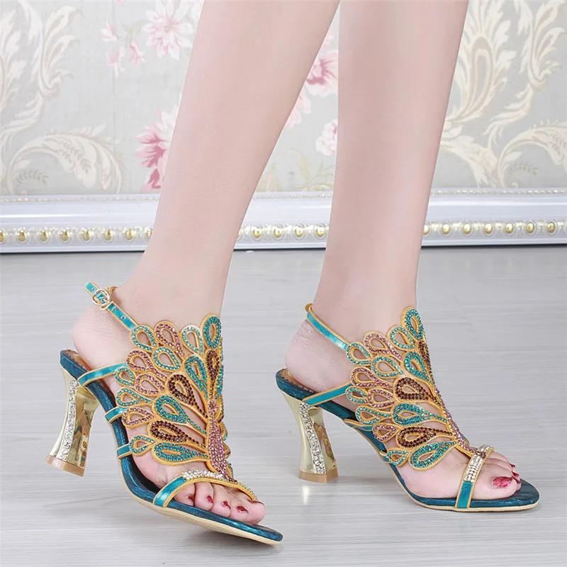 Plus Big Size 41 44 Small 33 Women Sandals Elegant Party Dress Biling Crystal Sandals Women Outdoor Rhinestones Thin High Heel