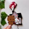 Kawaii Wall Key Holder Panda Bubu And Dudu Acrylic Keychain Hanger Cartoon Backpack Charm Key Ring Pendant Accessory Couple Gift