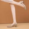 With Medium Heels Chunky Shoes for Women Woman Pumps Block Heel Pointed Toe Moccasins 2025 Trend Fashion Popular On Promotion 39