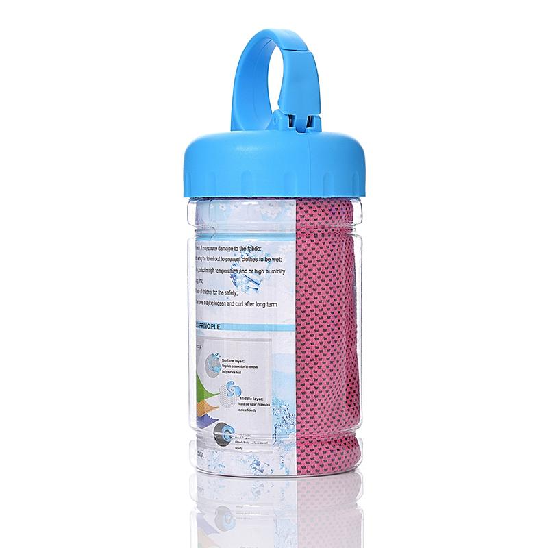 1Pcs Instant Cooling Microfiber Towel with Portable Storage Bottle Non-fading for Gym Yoga Outdoor Sports Activities