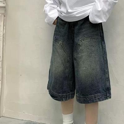 Fashion Vintage Baggy Jorts Women Wide Leg Five Points Jeans Korean Streetwear Casual Oversize Washed Denim Shorts Summer Retro