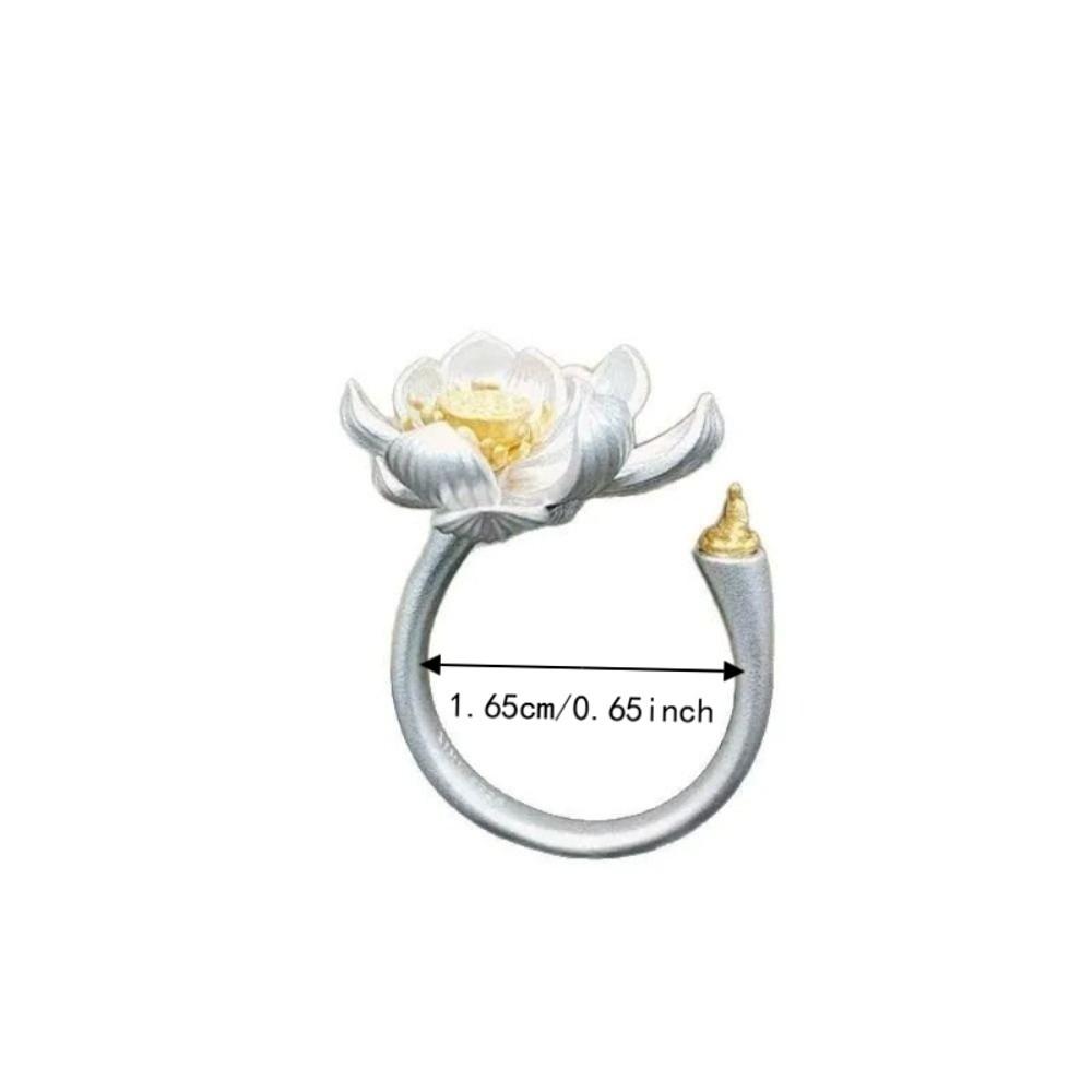 Adjustable Blessing Ring Open Size Fashion Ring New Chinese Style Lotus Flower Ring  Women